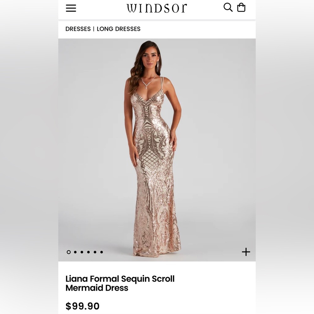 Windsor Liana Formal Sequin Scroll Mermaid Dress